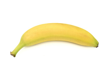 Yellow ripe banana isolated on the white background.  Close-up. Copy space.