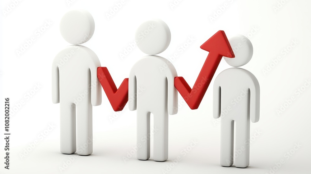 Poster the image features three abstract figures with a rising arrow, symbolizing growth, progress, and upw