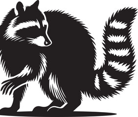 Obraz premium Raccoon Silhouette Vector Art Illustration Design