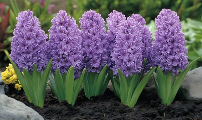 Fototapeta premium Violet Hyacinth Blooms In The Garden, Generative AI