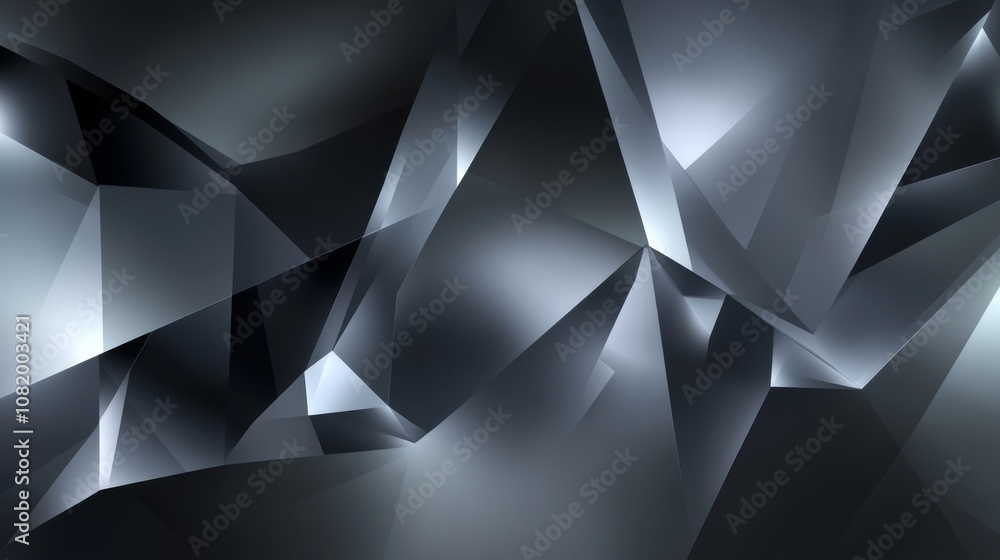 Fototapete Abstract Dark Geometric Background with Angular Shapes and Soft Light Reflections for Modern Design Projects and Digital Artwork Presentation