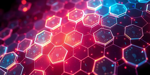 Neural-inspired glowing 3D hexagonal design