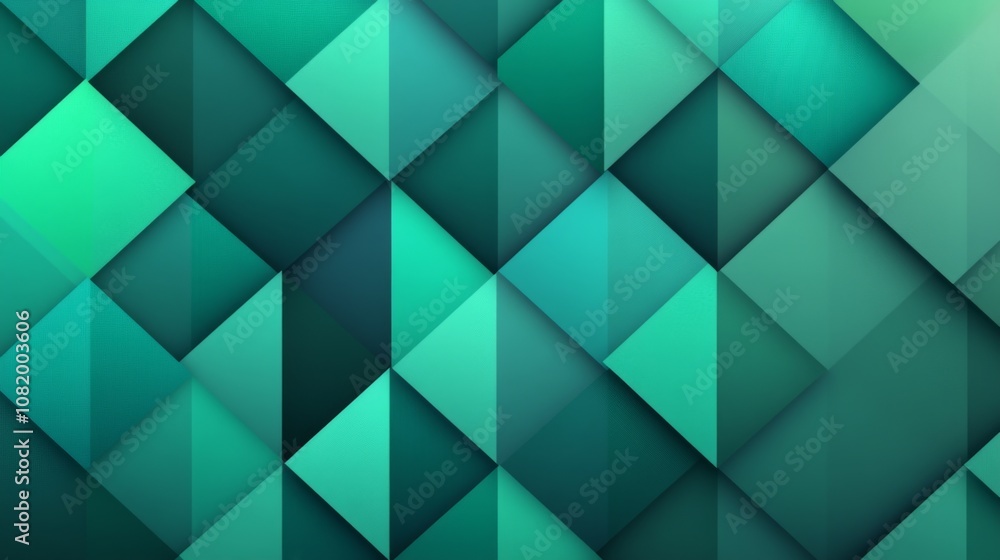 Poster geometric pattern with gradients in shades of green and teal, abstract background for modern design,