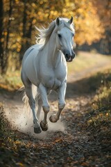Obraz premium Picture presenting the galloping white horse.