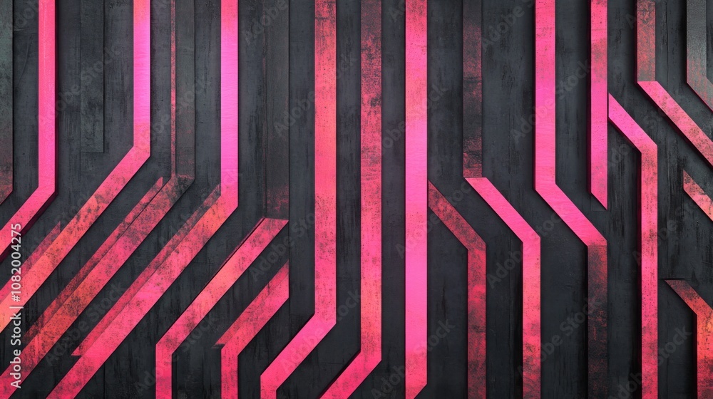 Fototapete modern abstract background with striking pink and black lines on wooden texture for creative design 