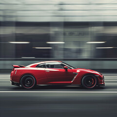 Fototapeta premium fast moving red sports car