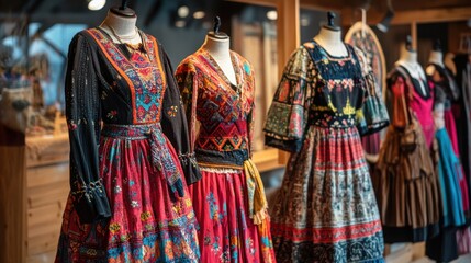 Regional costumes reflecting the local traditions and craftsmanship of specific areas or ethnic groups
