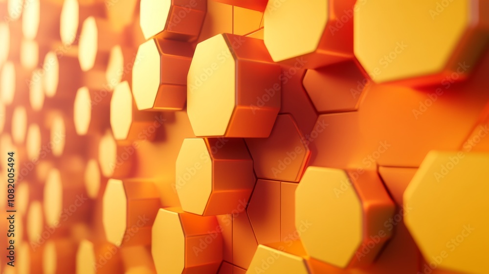 Leinwandbilder Vibrant Orange Honeycomb Pattern with Hexagonal Shapes in a Textured Arrangement Creating a Warm and Inviting Visual Experience for Modern Design Applications