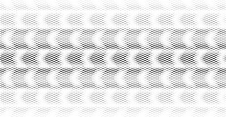 Geometric pattern of black hexagones on a white background.Seamless in one direction.Option with an average fade out.Scale method.