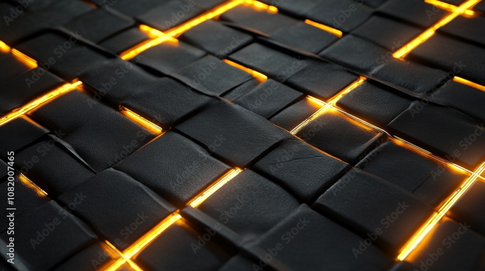 Poster Abstract composition of woven textures with glowing lines creating a futuristic pattern, perfect for backgrounds in technology and design projects