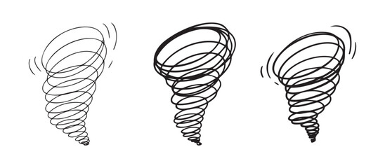 Scribble hurricane Hand drawn doodle icon. Sketch black outline thick and thin line cyclone tornado sing