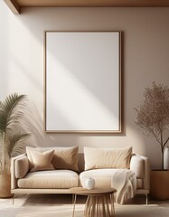 modern living room with sofa, Frame mockup,Living room wall poster mockup. Interior mockup with house background modern living room interior
