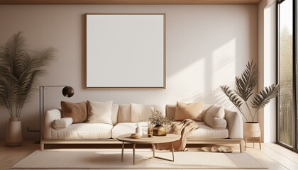 modern living room with sofa, Frame mockup,Living room wall poster mockup. Interior mockup with house background modern living room interior