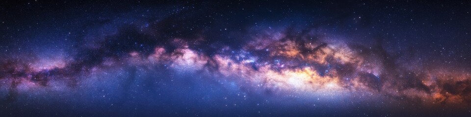 Naklejka premium Breathtaking Spiral Galaxy View with Vibrant Stars and Cosmic Dust in a Stunning Night Sky Setting Ideal for Celestial and Astrophysics Themes