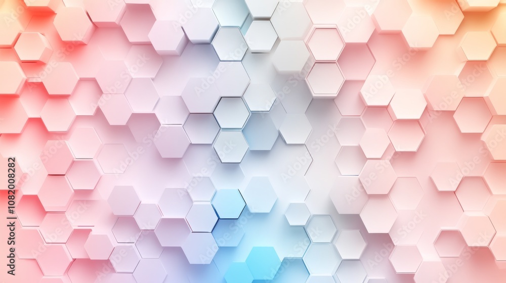 Leinwandbilder abstract background with hexagonal shapes in soft colors featuring a blend of shades from red to blu