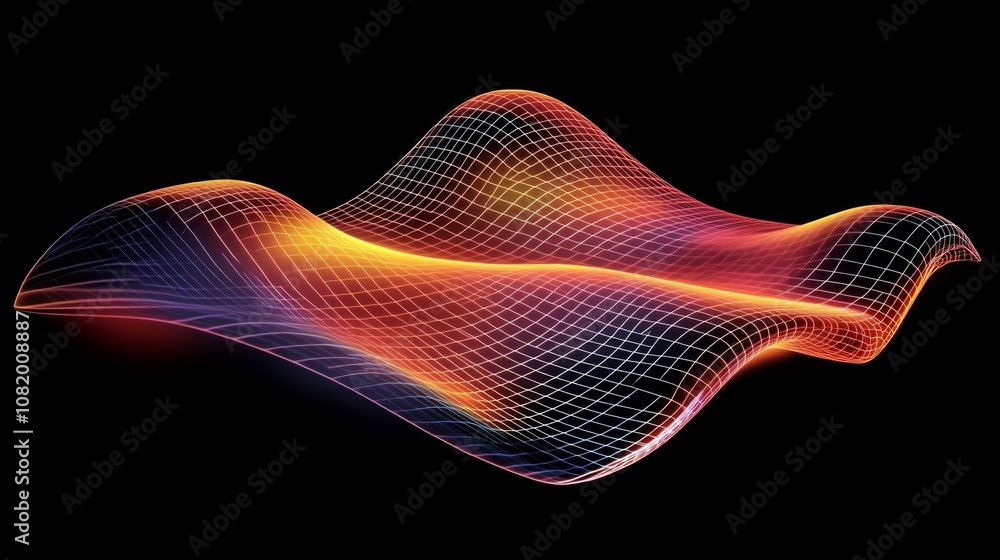 Poster abstract digital wave form with dynamic colors representing energy flow and motion in a futuristic d
