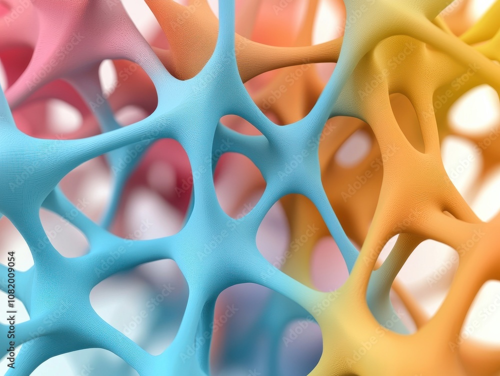 Poster quantum computing of cryptography concept. a vibrant close-up of interconnected, organic shapes, sho