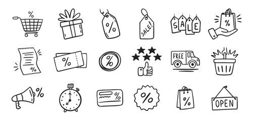 Loyalty card hand drawn doodle element icons. Symbol for Loyalty card, incentive program outline illustration icon