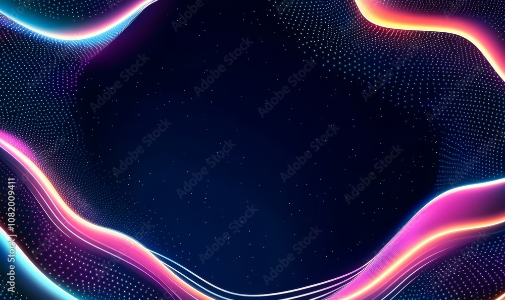 Poster gradient background with pink and dark blue colors and pixel pattern