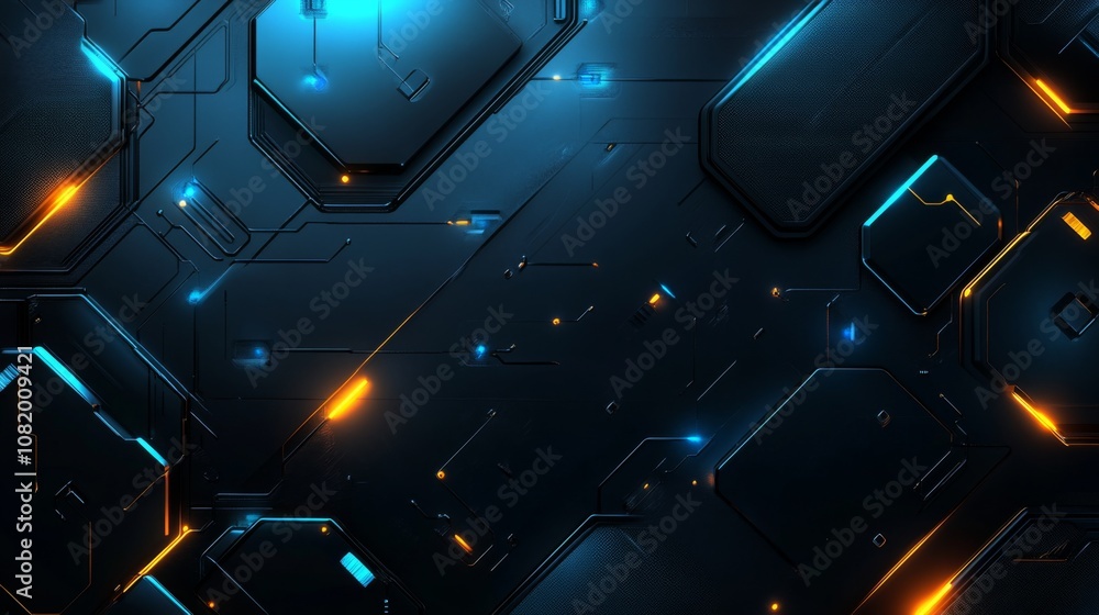 Leinwandbilder futuristic technology background with neon lights and geometric shapes for digital design projects a