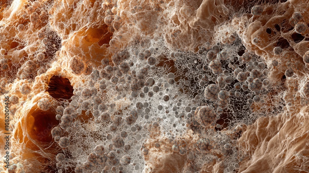Poster abstract microscopic view of organic cells and structures