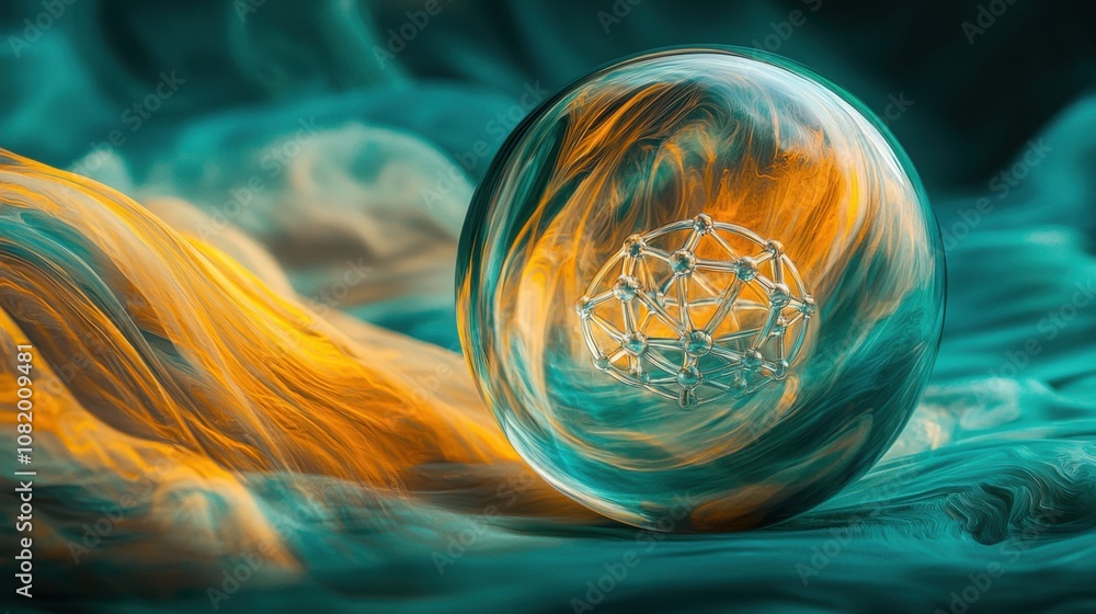Poster abstract sphere with colorful swirls and texture