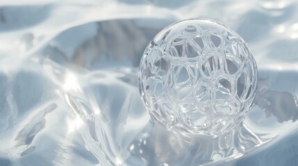 Transparent Sphere on Shimmering Water Surface