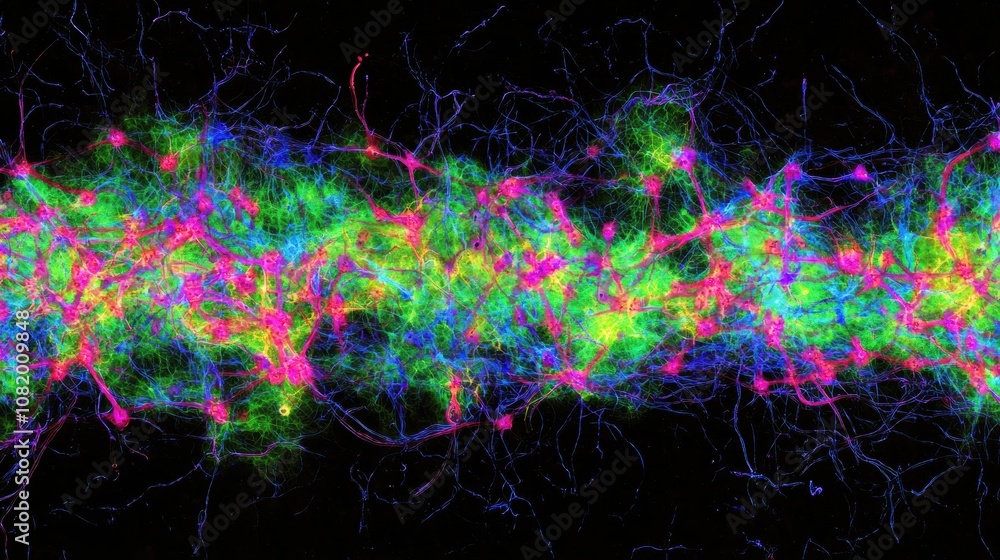 Poster colorful neural network visualization of brain activity