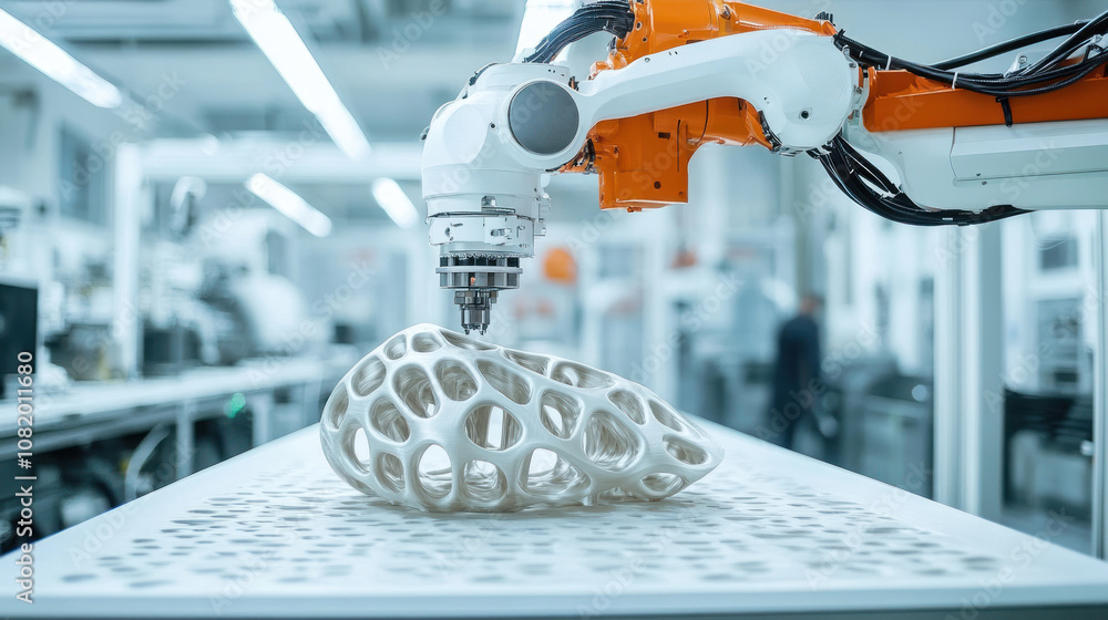 Aufkleber 3d printing for construction materials in a futuristic factory large-scale printers building compone