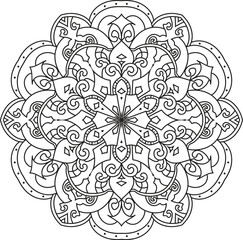 Mandala For Adult coloring page.Flower Outline mandala vector