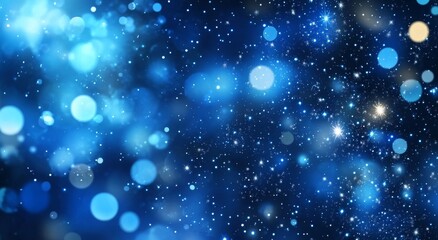 Fototapeta premium Abstract Blue Spotlight Illuminating Stage with Shiny Particle Background