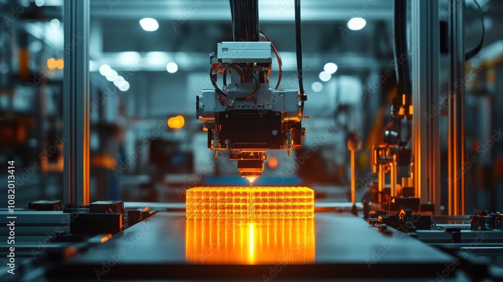 Poster compact 3d printing setup in a small manufacturing space creating custom prototypes, layered printin