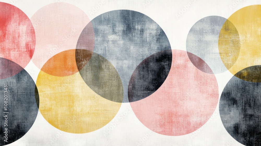 Aufkleber abstract art with colorful circles and textures in a modern style for home decor and design inspirat