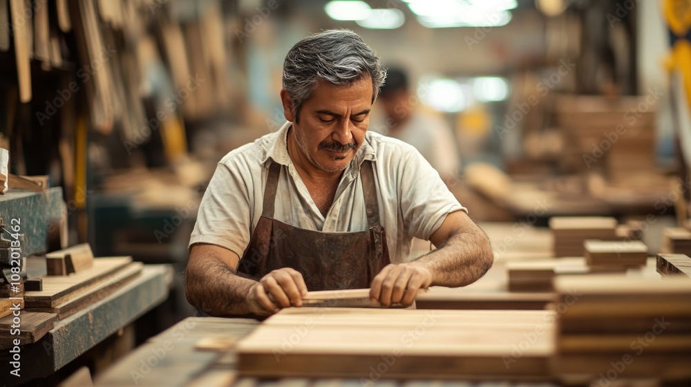 Poster craftsmanship and technology in small-scale industrial production skilled workers using both hand to