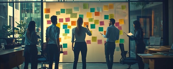Business Leader Facilitates Creative Brainstorming Session with Colleagues in Casual Office Environment