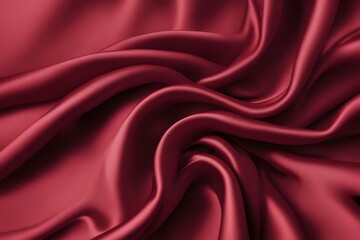 Obraz premium Smooth satin fabric a detailed texture of smooth satin fabric in deep crimson with subtle folds, AI Generated