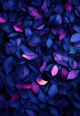 Vivid Purple and Blue Leaves Overlapping in a Beautiful Abstract Pattern Ideal for Backgrounds and Textures in Modern Design Projects