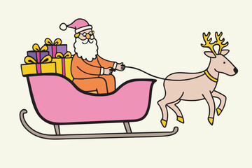 christmas reindeer and santa claus