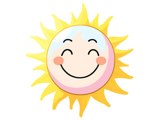 Happy sun cartoon illustration isolated in transparent background.