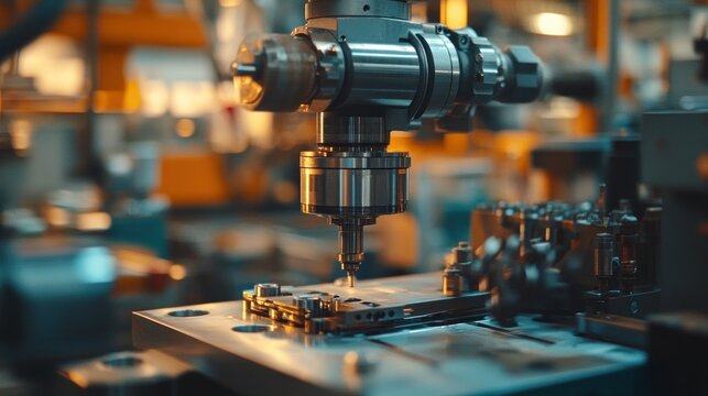 Precision small-batch production in a microfactory automated equipment creating limited quantities, advanced machinery, detailed craftsmanship