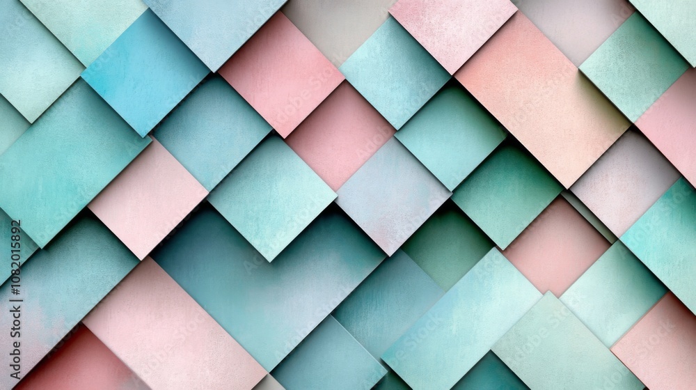 Leinwandbilder abstract geometric design with layered cubes in soft pastel colors creating a modern visual aestheti