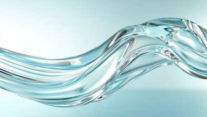 Blue Glass Background with Light and Shadow Waves and Abstract Lines