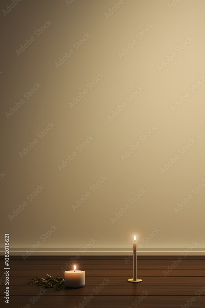 Poster an empty scene with one lit candle representing new year ai generated illustration