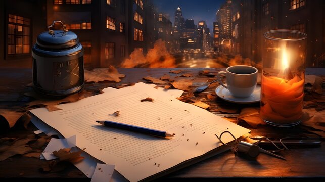 An idea of a New Years scene with a diary a pen and nothing else AI generated illustration