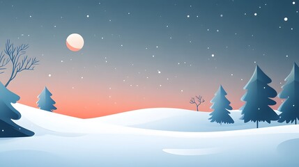 Minimalist winter landscapes illustration AI generated illustration