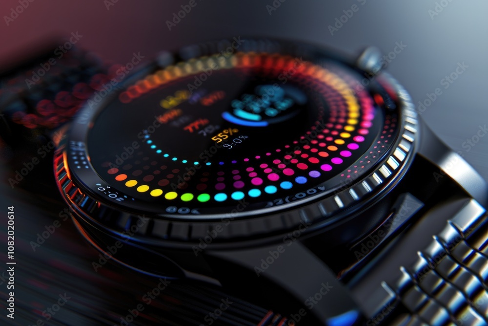 Poster A close-up view of a watch placed on a table, suitable for use in product photography or as an illustration element
