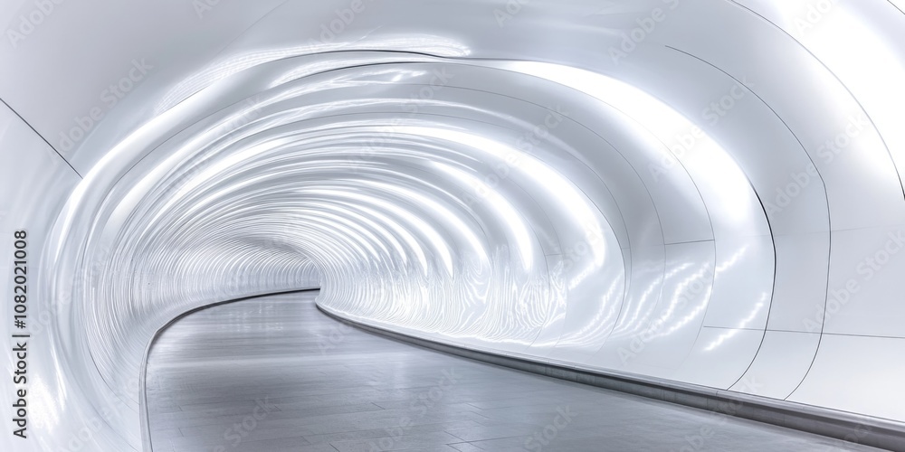 Poster a long white tunnel with a light at the end, suitable for use in travel or adventure themes