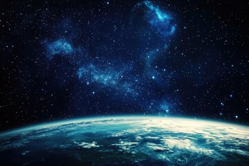Obraz premium Image of Earth from space with stars shining bright in the background