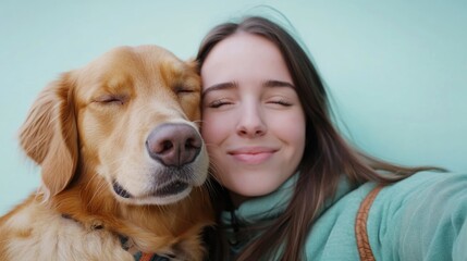 A person taking a selfie with their dog, a casual moment captured