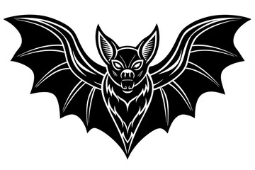 A Powerful Black and White Bat Illustration.